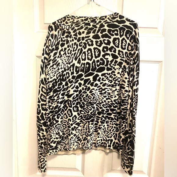 Liz Claiborne Leopard Print Women's cardigan sweater too Size L - Picture 2 of 8
